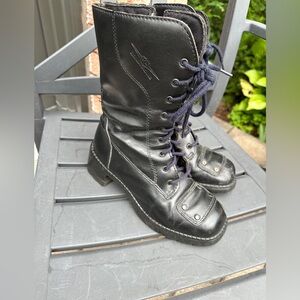 Stylish Black Leather lace up  Combat Boots